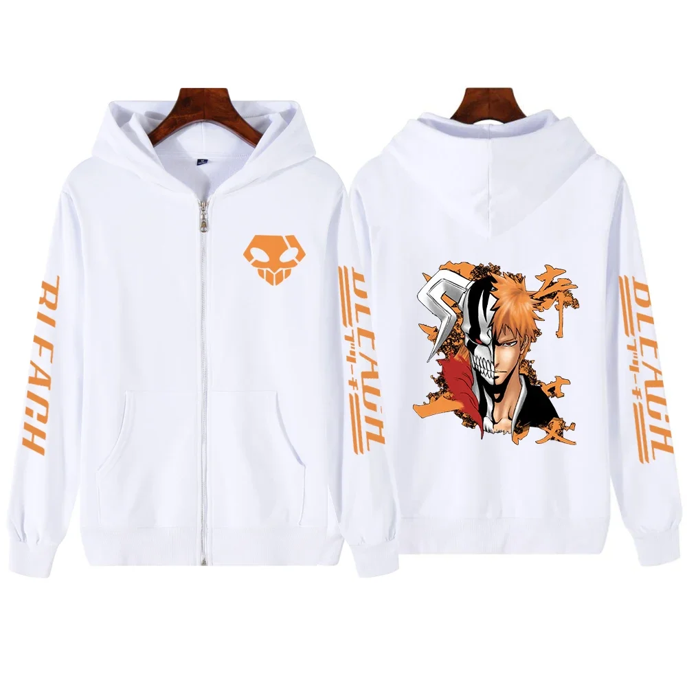 Bleach Urahara Hoodie Anime Print Streetwear Zipper Harajuku Hip Hop Pullovers Sweatshirts  Tracksuit Men  Zip Up Hoodie