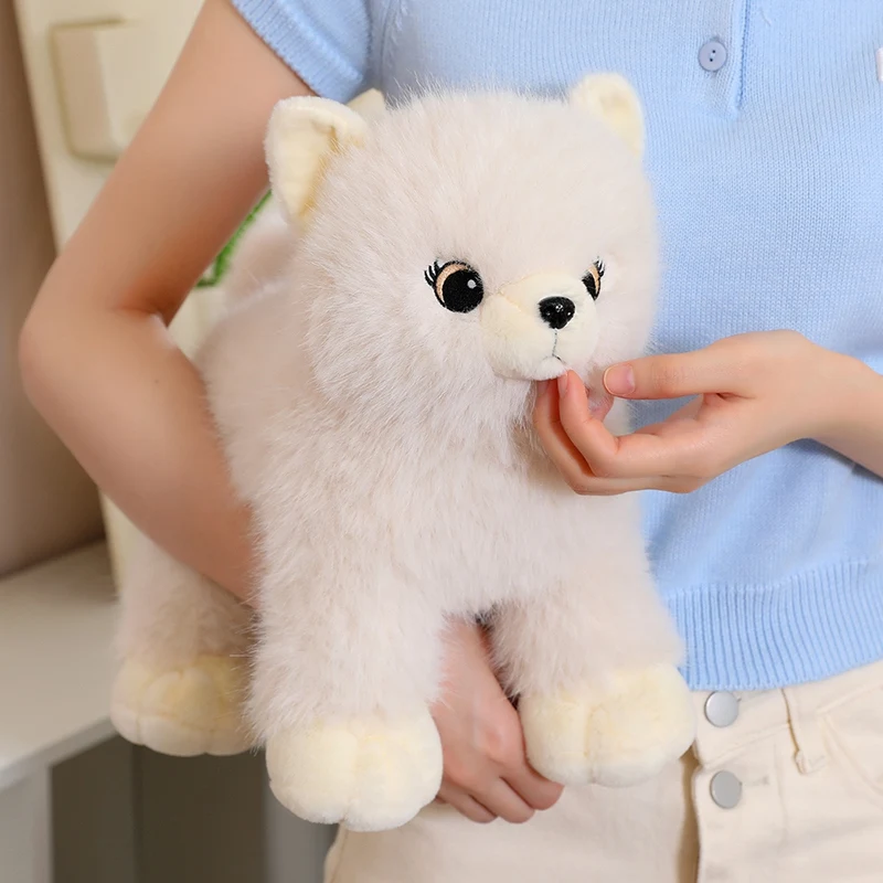 30cm Cute Fluffly Simulation Puppy Plush Toys Soft Stuffed Animal Standing Lifelike Dog Model Plushie Doll for Girls Gifts Decor