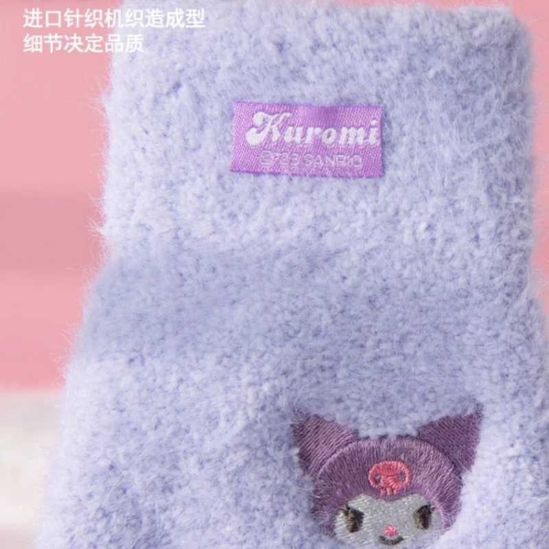 Sanrio cartoon Kuromi moja melodia Pochacco pięciopalczaste wełniane rękawiczki dla dziewczynek w zimie słodkie ciepłe rękawiczki z dzianiny z