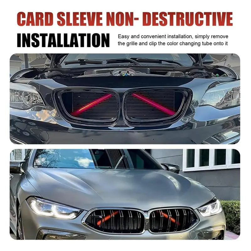 Front Grill Inserts Trims For BMW 5 6 7 Series X1 X2 Grille Decorative Strips V Bar Brace Trim Covers Accessories Red