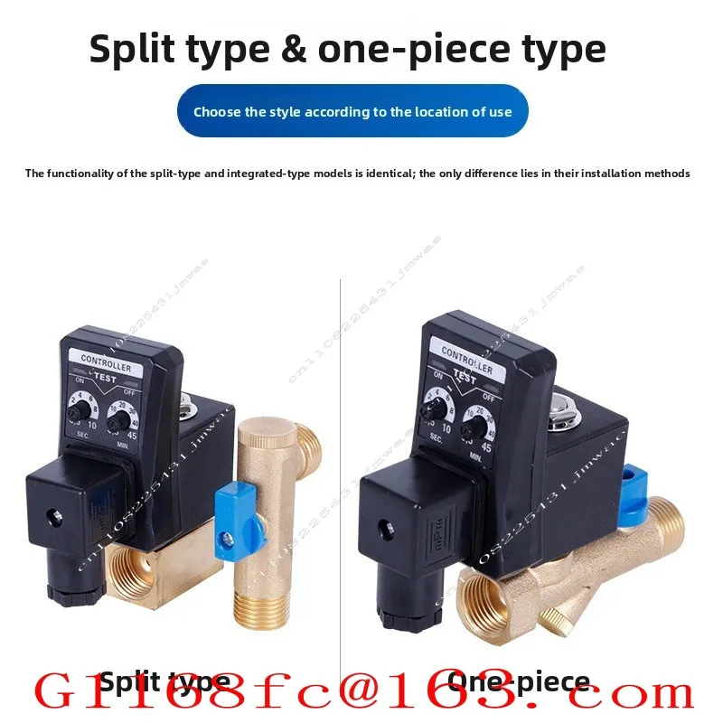 Compressor Air Storage Tank Electronic Drain Valve 1 Inch OPT-A Solenoid Valve 220V Timer B Siamese Corrosion Resistance