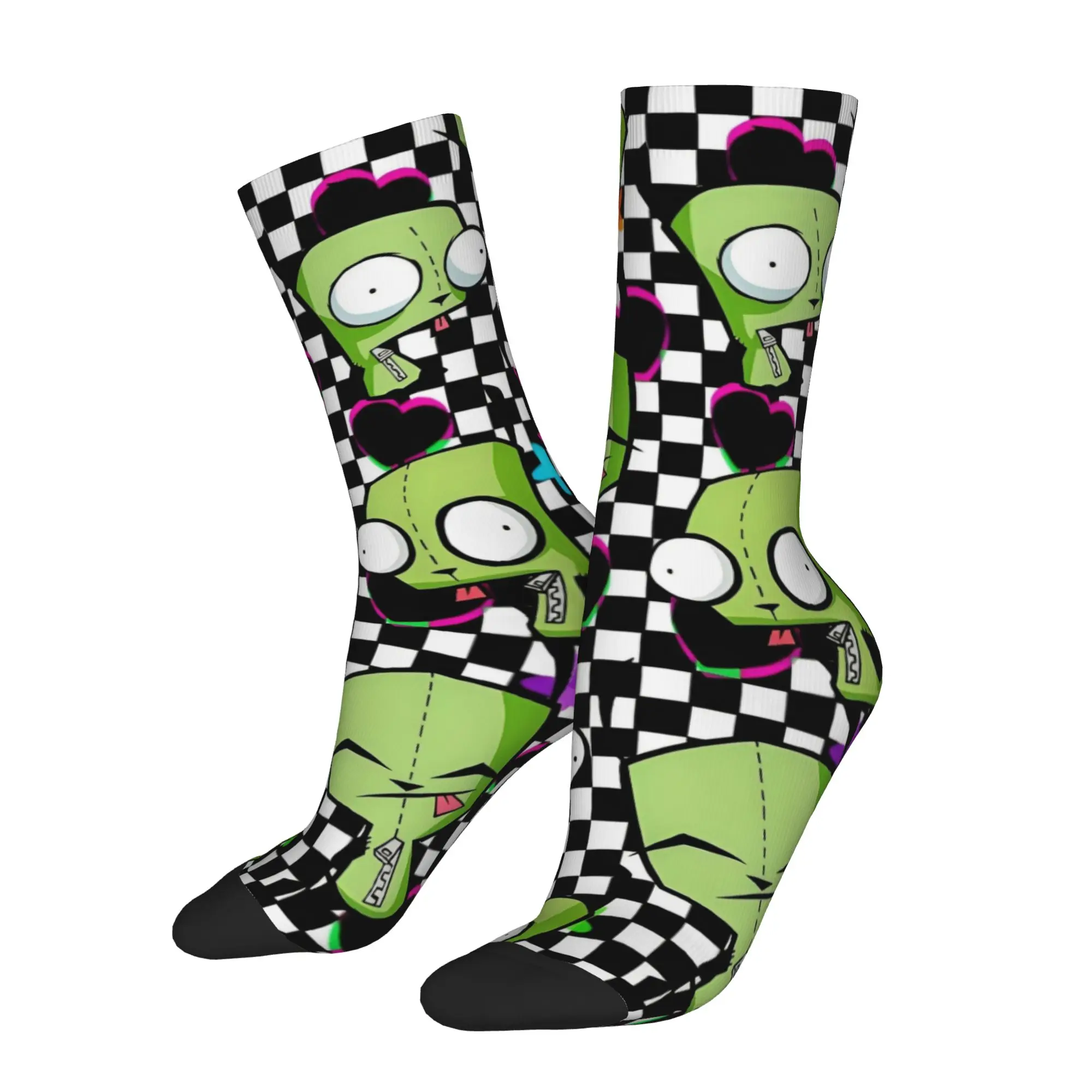 Colorful Cute Invader Zim Cartoon  Basketball Socks  Polyester Long Socks for Women Men Breathable
