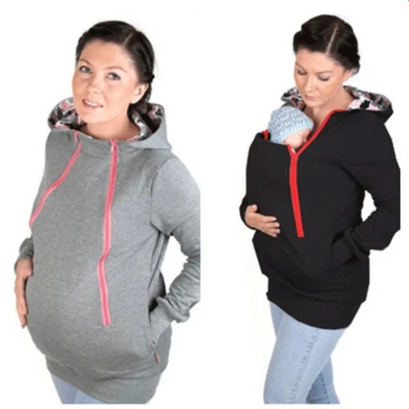 Women's Kangaroo Sweatshirt Lightweight for Mom and Baby Carrier Maternity Hoodie Coat Winter Autumn Thin Jacket With Pockets