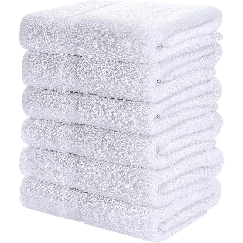 79404 Bath Towels, White, 25x50 Inches Towels for Pool, Spa, and Gym Lightweight and Highly Absorbent Quick Drying Towels