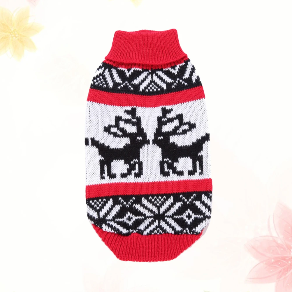 

Pet Christmas Reindeer Sweater Winter Dog Clothes Knitted Festive Puppy Turtleneck Warm Stretchable Material Easy Wash Long