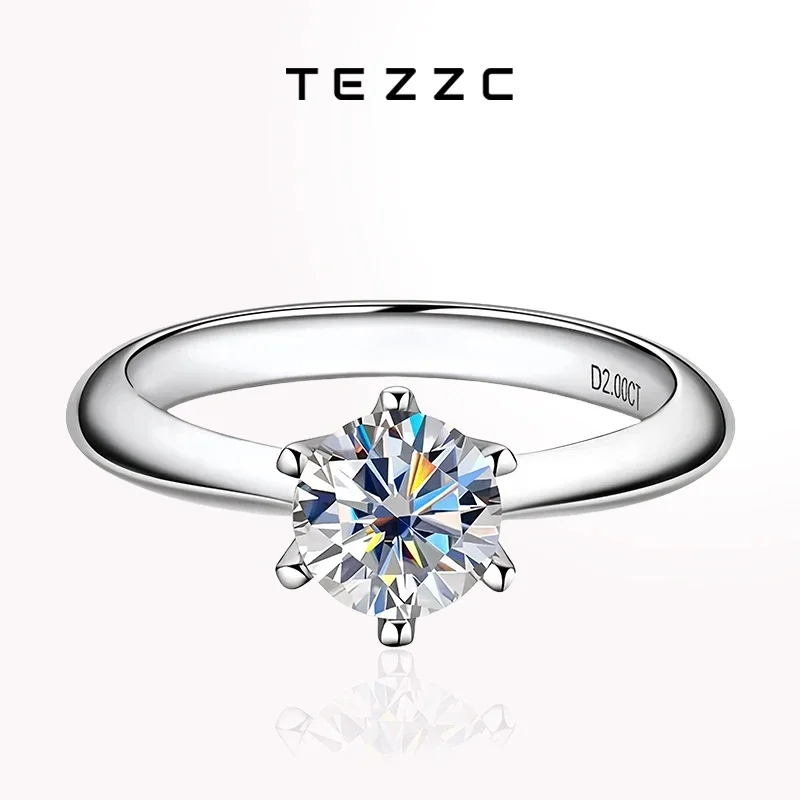 Tezzc 1-3CT VVS1 Moissanite Rings for Women Engagement Wedding Promise Solitaire Band GRA Certified S925 Sterling Silver Ring