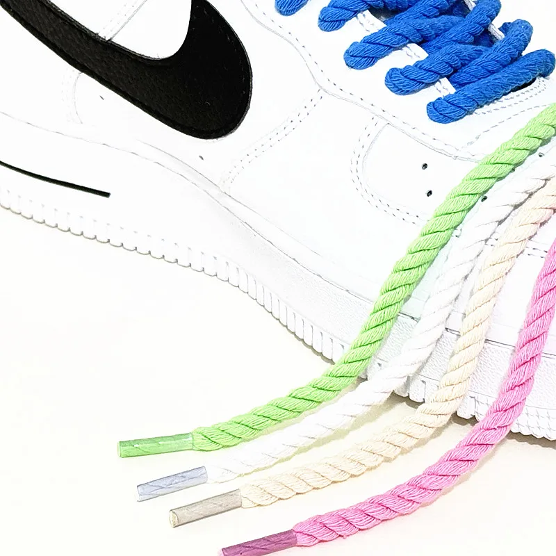 Nuevos cordones redondos de algodón de 40 "/47"/55 "/63", cordones redondos de 6MM, cordones gruesos retorcidos para zapatos AF1, cordones SB Dunk
