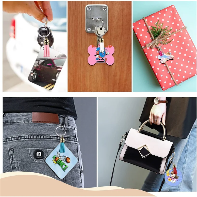 【Must-Haves】201 Pieces Rectangle Sublimation Blank Sublimation Keychain Heat Transfer Blank Keychain