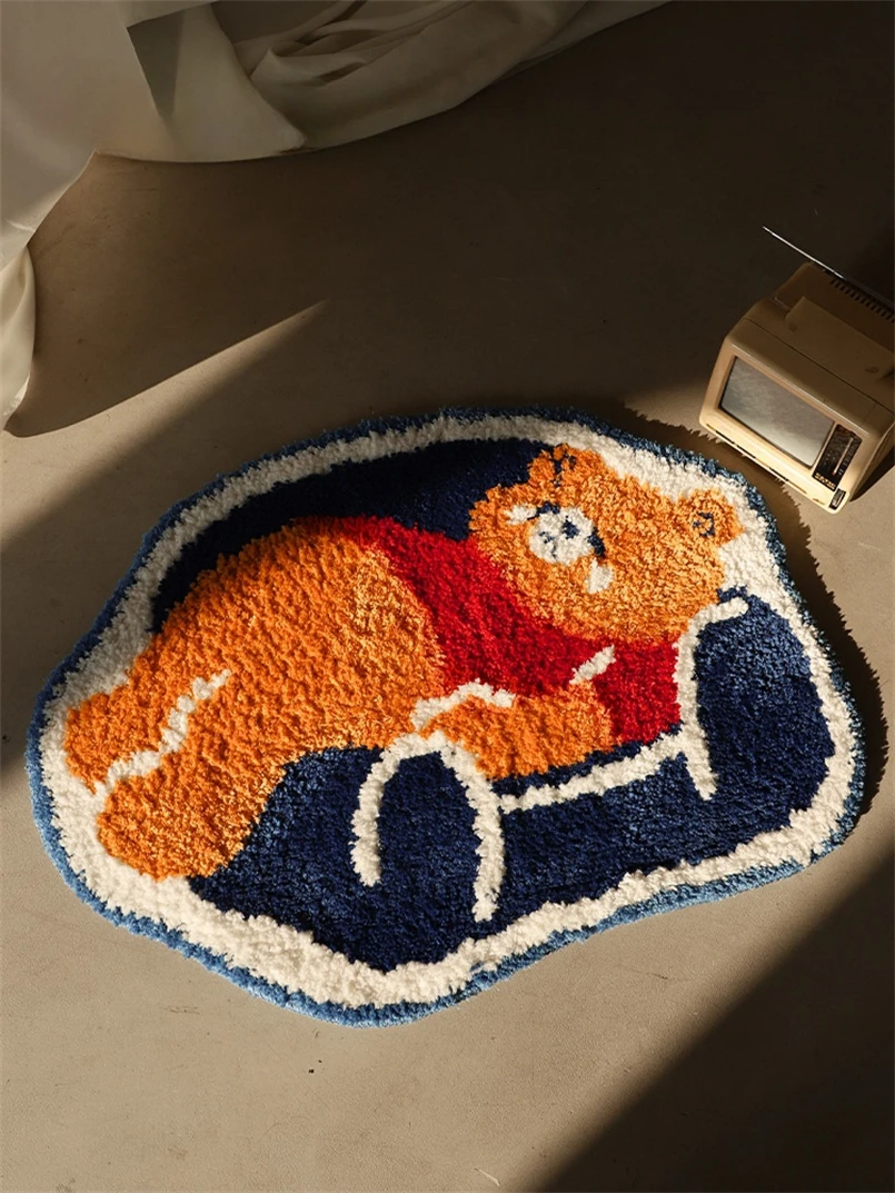 Cute Cartoon Bear Children's Room Carpet Irregular Living Room Sofa Coffee Table Foot Mat Bathroom Absorbent Non-slip Carpet