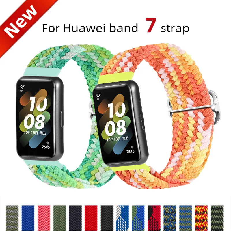 Bracelet for HUAWEI Band 7 Strap Elastic Adjustable Nylon Braided Band 7 Correa Replacement Wristband for HUAWEI Band 7