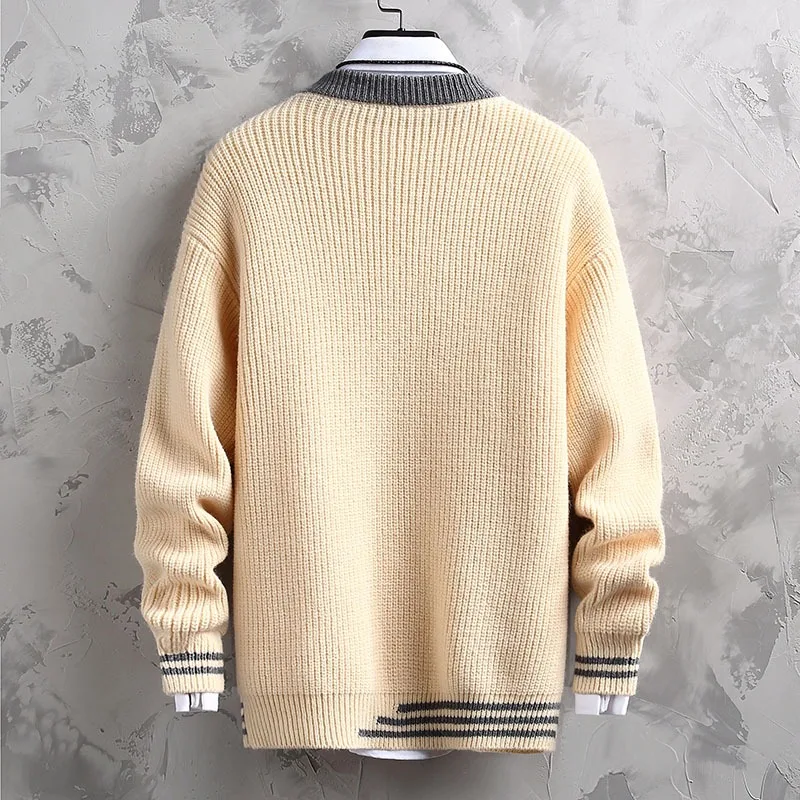 Autumn and Winter New Sweater Men\'s Korean Version Trendy Knitted Sweaters Base Shirt Casual Round Neck Pullovers