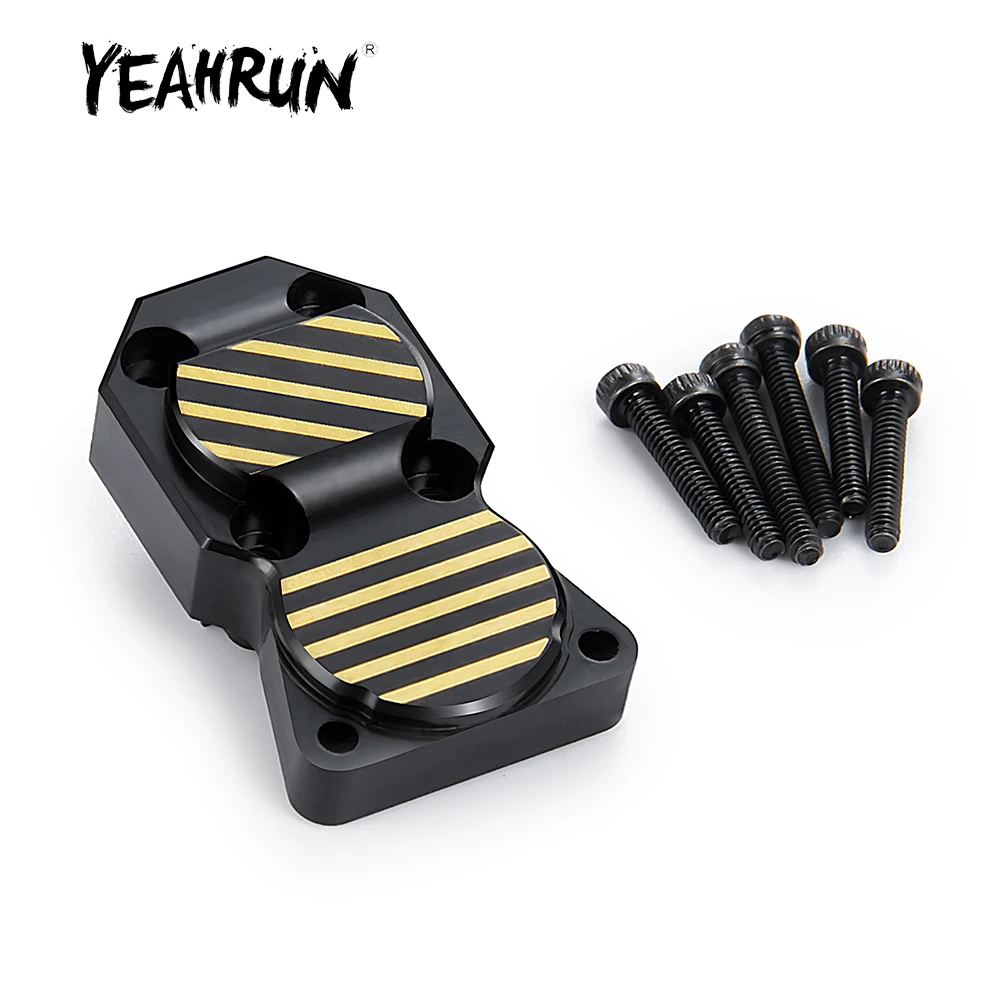 YEAHRUN Black Coating Brass Portal Axle Diff Cover for Axial SCX24 Deadbolt Chevrolet Wrangler Gladiator Bronco 1/24 RC Car