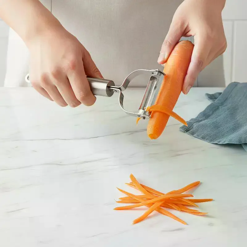 Stainless Steel Vegetable Peeler: Dual Side Peeling Julienning Functions Kitchen Fruit Prep