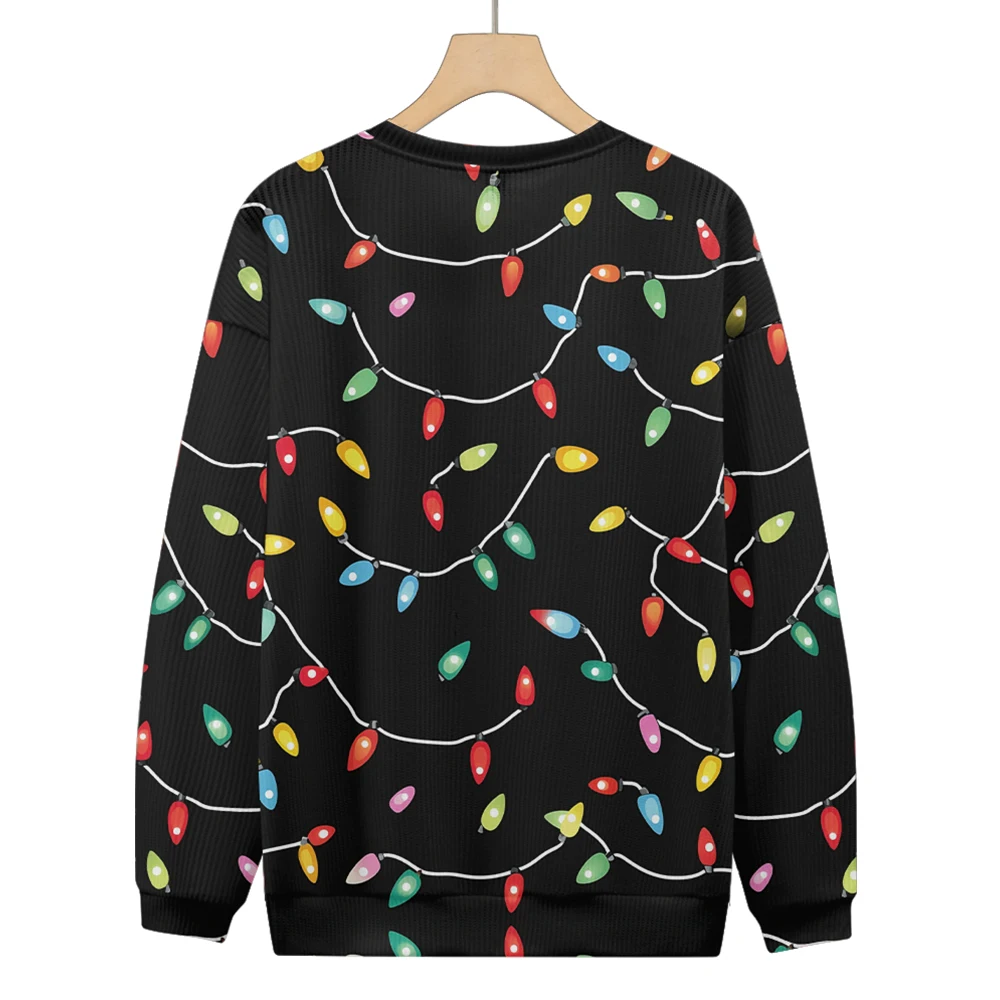 Men's and women's Crew Neck Sweater Soft Casual Sweaters For Men, Small colorful lights graffiti, Autumn/winter Pullover Sweater