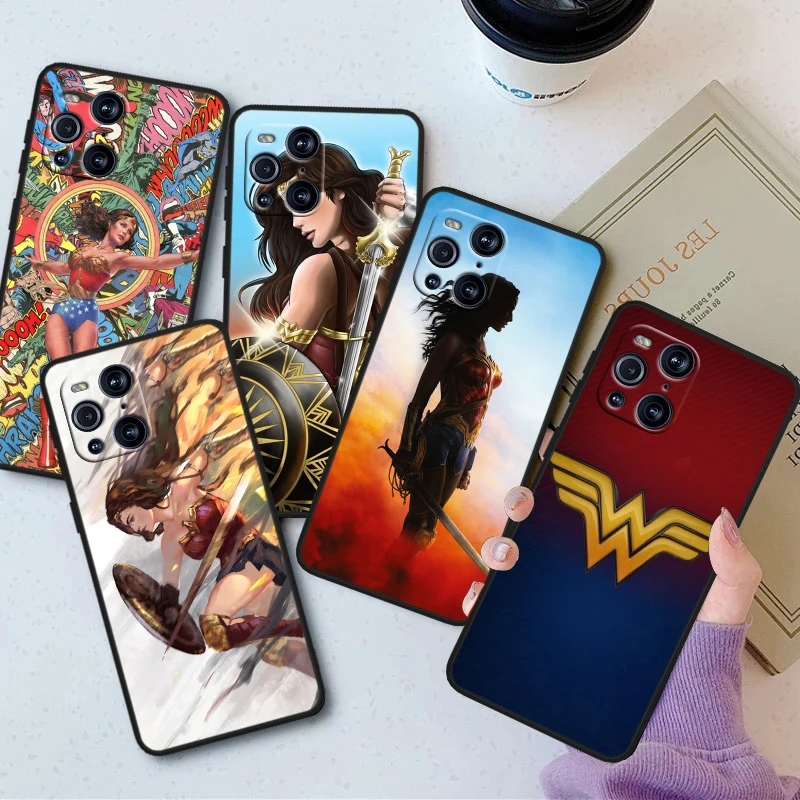 W-wonders Woman Cute For OPPO Find X6 X5 X3 X2 F21S F21 Pro Lite Neo Black Silicone Fundas Soft Phone Case