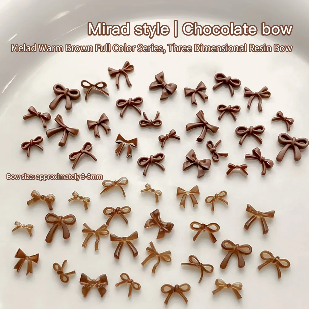 Flat Back Resin Nail Bow Nail Decoration Multi Tone Brown Nail Bows Resin Small Brown Bow Fingertip Handicraft Nail Art Pieces