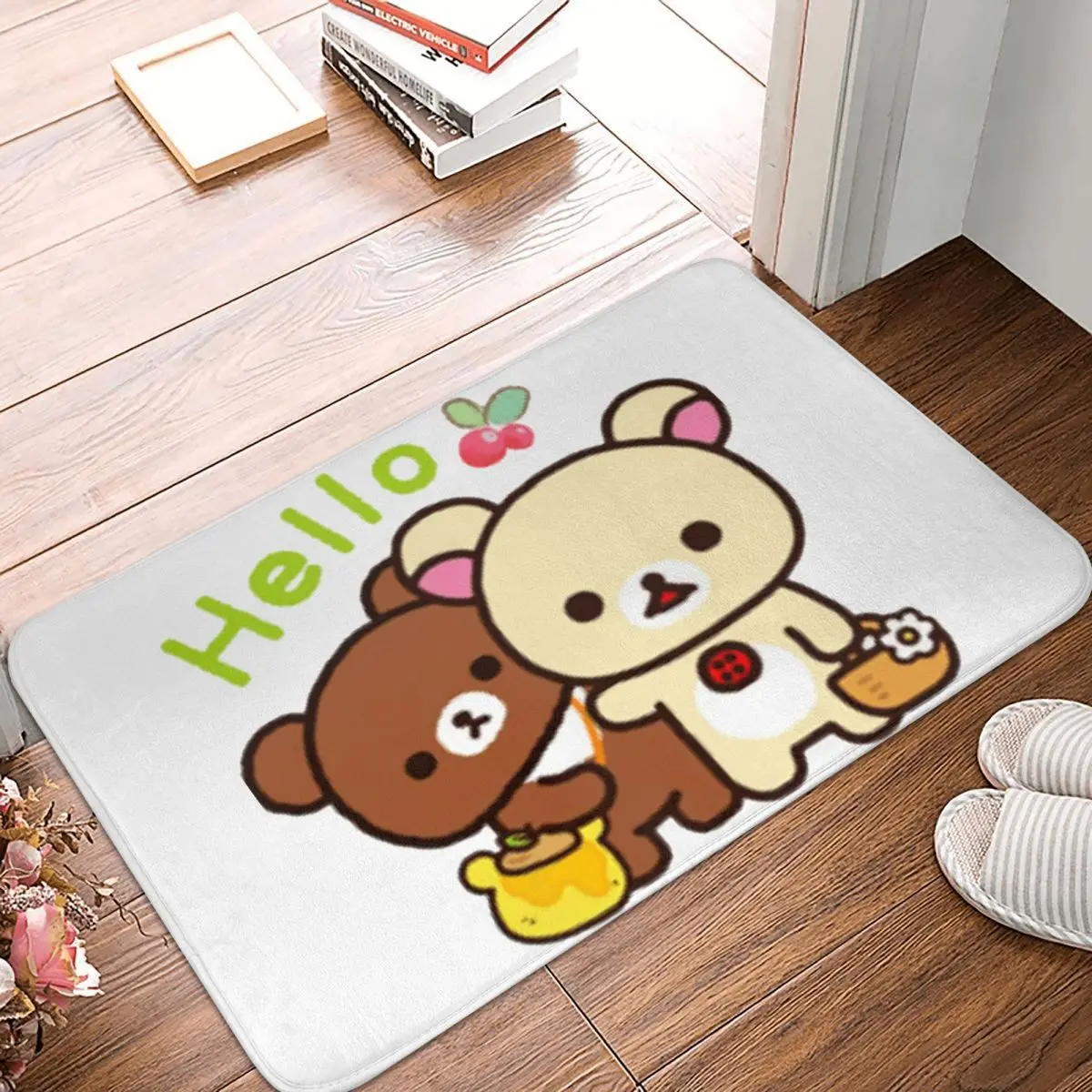 Hello Milk And Mocha Teddy Bears Non-slip Doormat Floor Mat Carpet Rug for Kitchen Entrance Bathroom Living room Footpad Mats