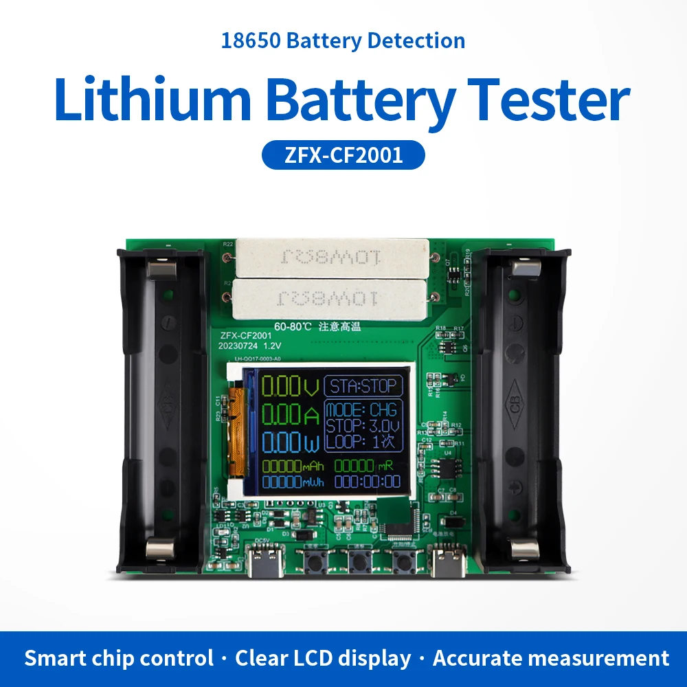 Tipo-c Bateria Tester Capacidade Mah Bateria de Lítio Bateria Digital Módulo Detector de Energia Display Lcd 18650 Mah