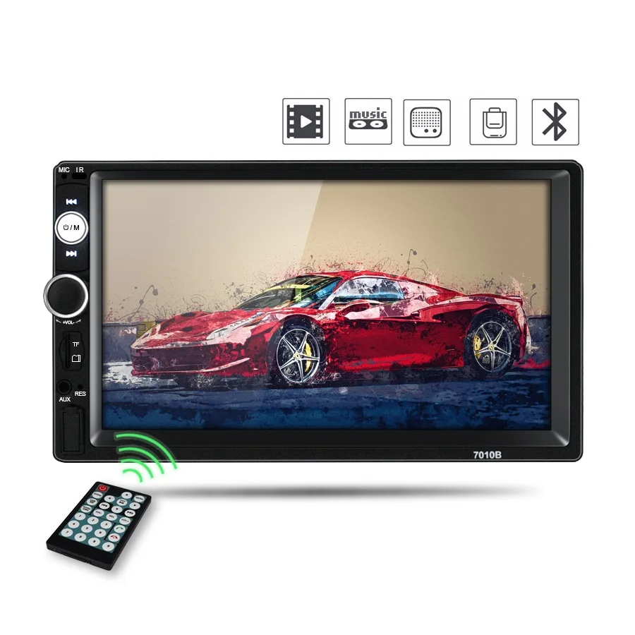 

7010B Universal 2-Din Car Radio MP5, 7-Inch HD Touch Screen Audio Multimedia Player with Bluetooth & USB, Russian Warehouse