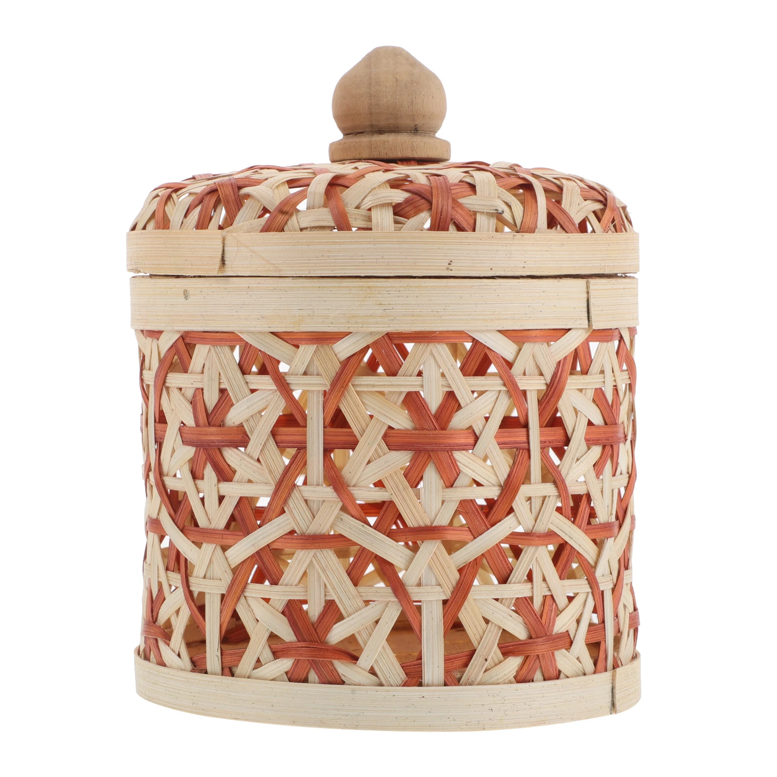 

Handmade Bamboo Storage Basket Small Woven Tea Jar Lidded Organizer Compact Bamboo Material Exquisite Craftsmanship Versatile