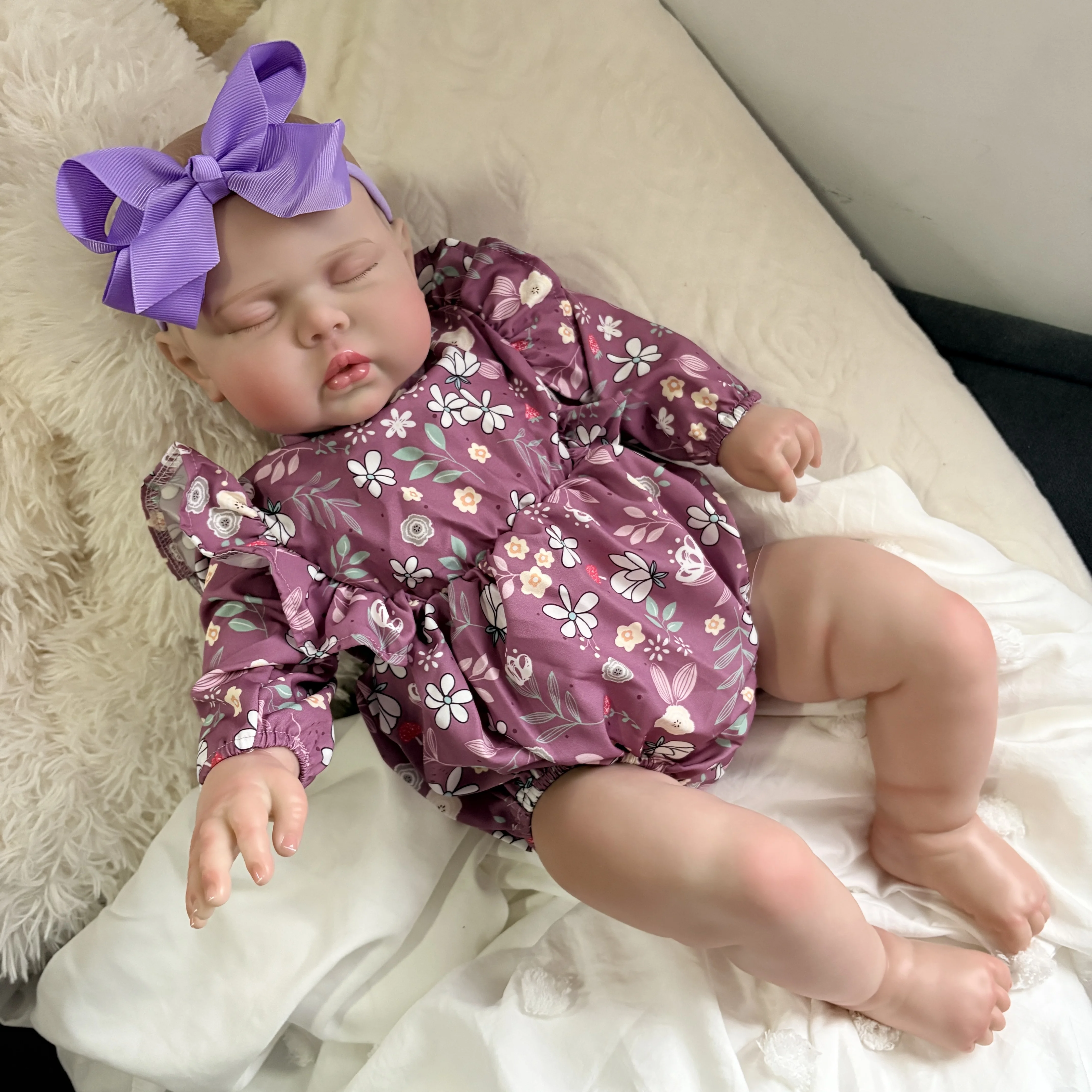 

60-сантиметровая кукла-реборн Pickle, спящая, реалистичная, высококачественная, с 3D-покраской кожи, реалистичными видимыми венами, многослойная, в качестве подарка для ребенка