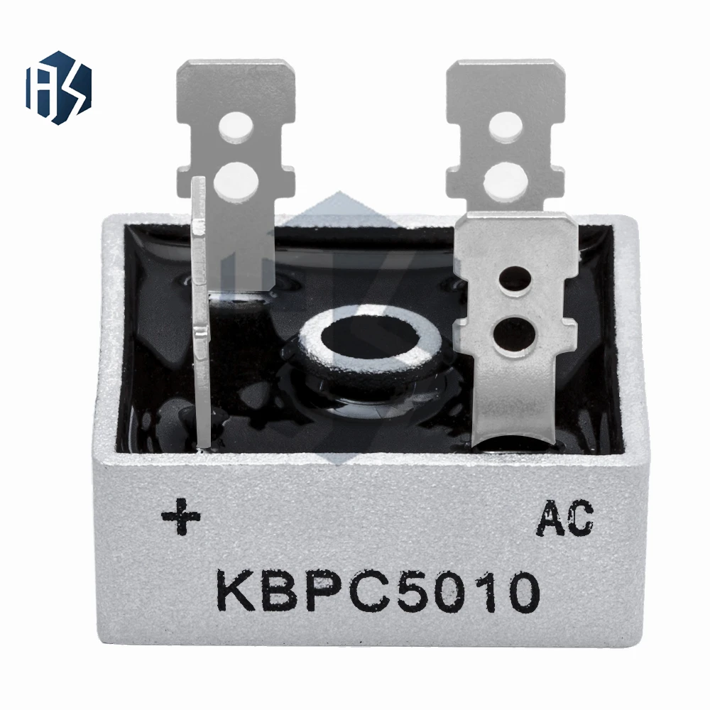 1 unidade ‌ Diodo retificador de ponte KBPC5010 - chip GPP monofásico 50A 1000V para fontes de alimentação industriais e unidades de motor