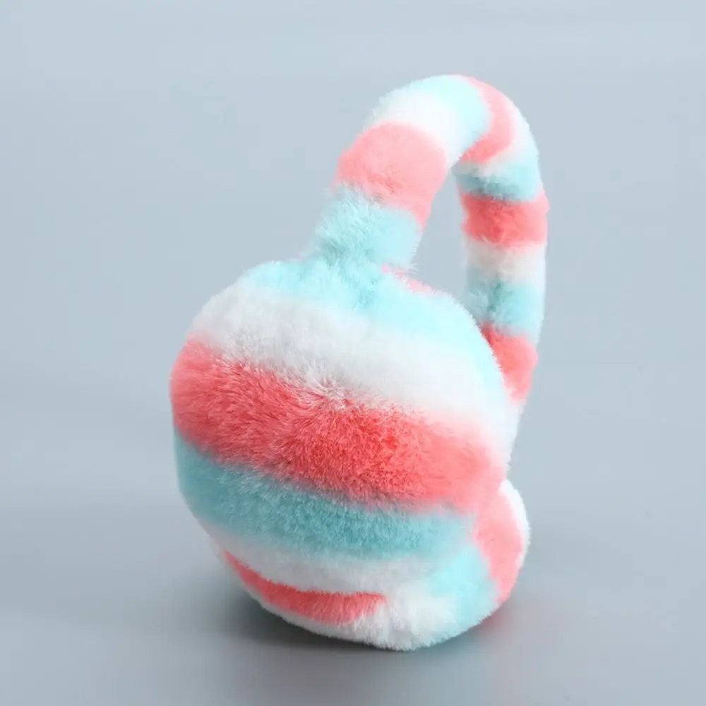 Winter Warm Soft Earmuffs Thickened Rainbow Color Fluffy Earflaps Antifreeze Ear Protection Ear Warmer For Women Men Outdoor