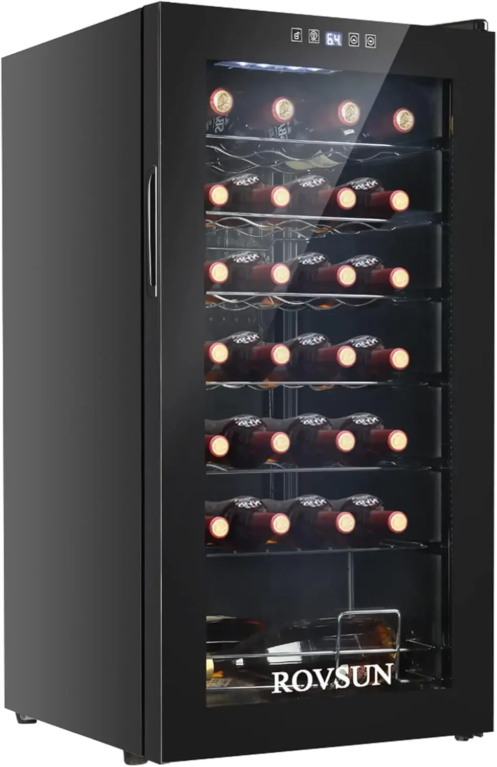 

ROVSUN 28 Bottle Wine Fridge, Freestanding Compressor Wine Cooler Refrigerator, Beverage Wine Chiller with Digital