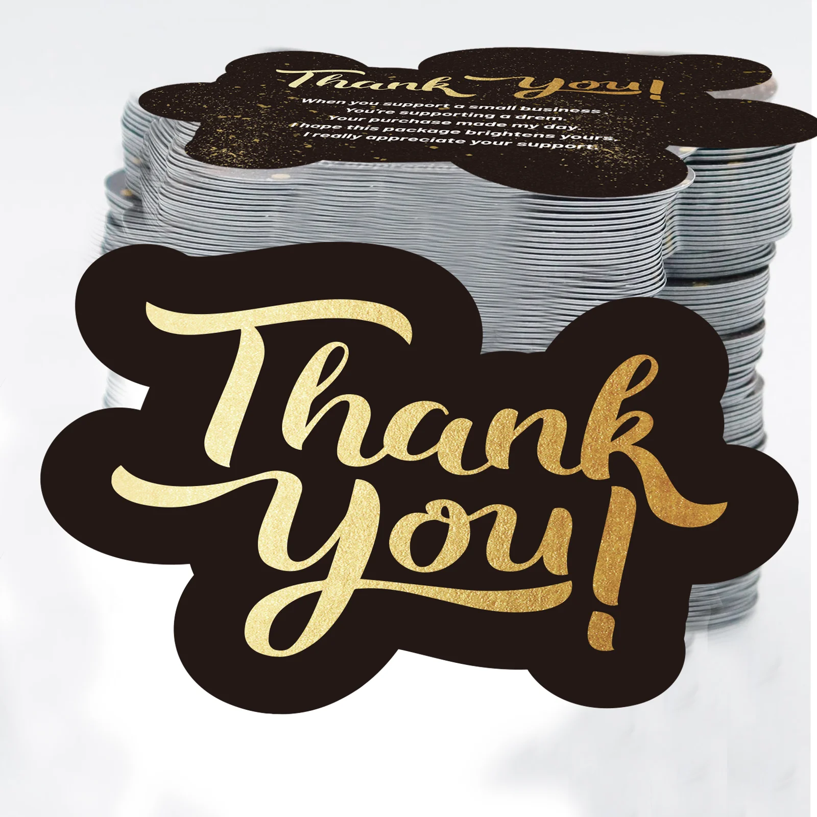 Elegant 50-Pack Black & Gold Thank You Cards: Boost Brand, Show Appreciation, Versatile for All Businesses