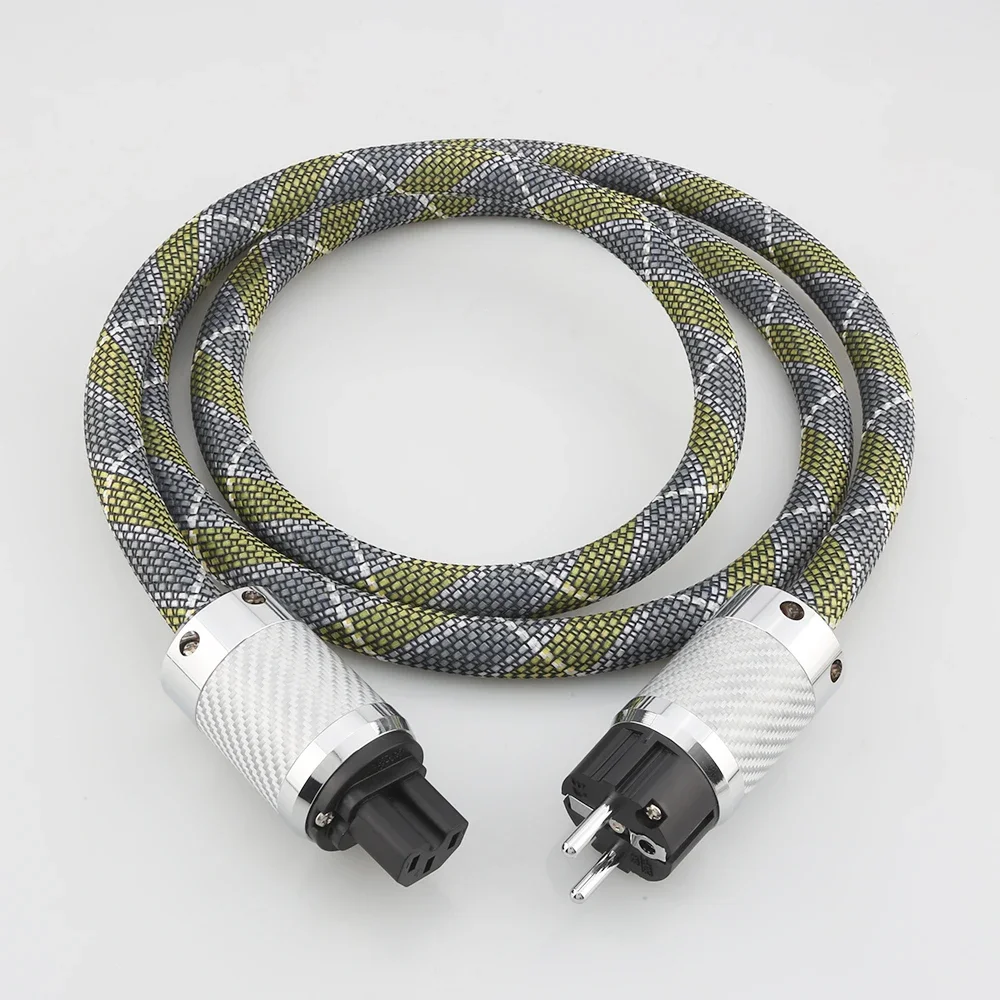 DW24 + P111 كابل طاقة تيار متردد مطلي بالفضة عالي الجودة مع ألياف الكربون مطلي بالروديوم تيار متردد قابس طاقة أمريكي كابل طاقة hifi