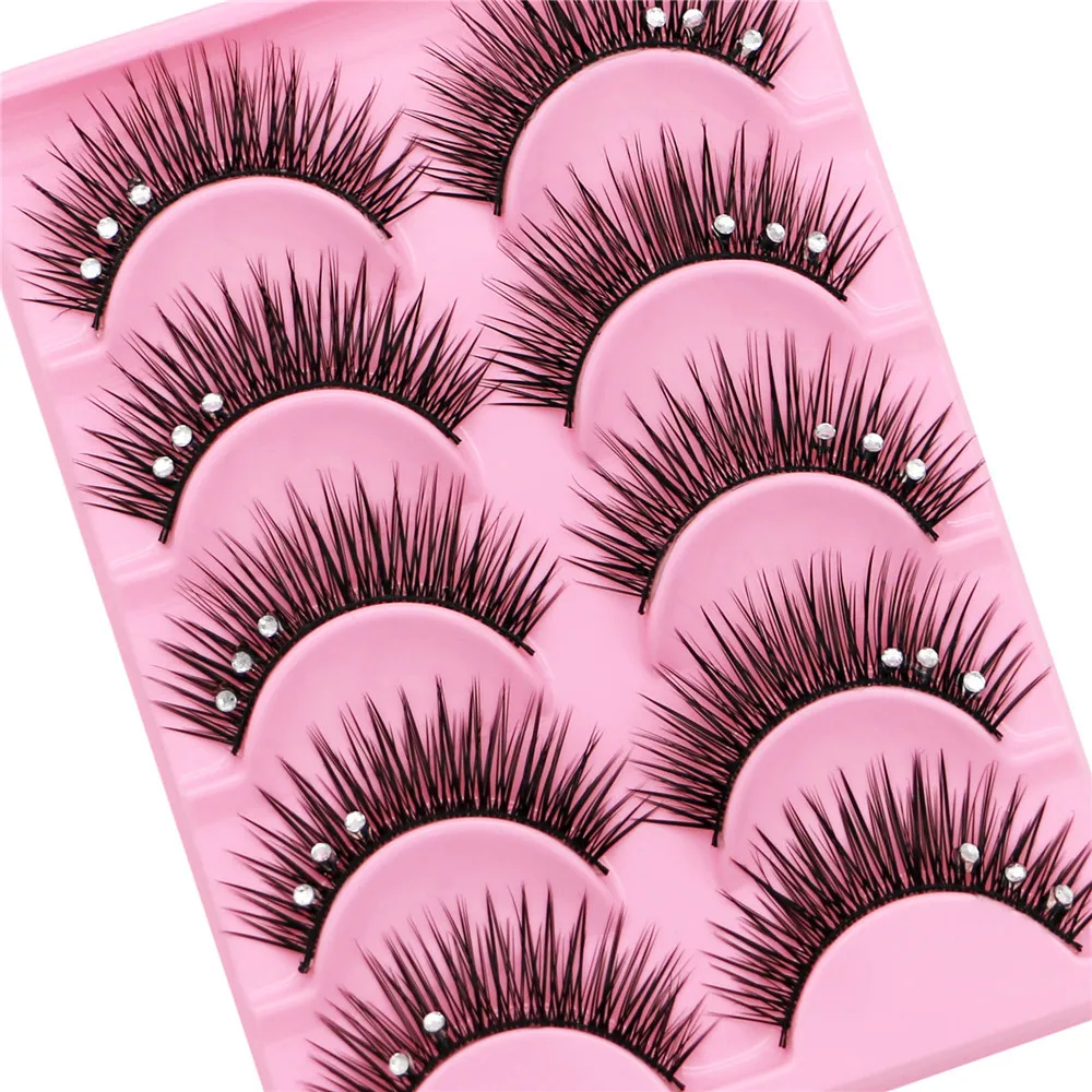 5 pairs Stage catwalk eyelash color flash Glitter sequins performance Bushy of fake eyelashes false lashes eye lashmakeup set images - 6