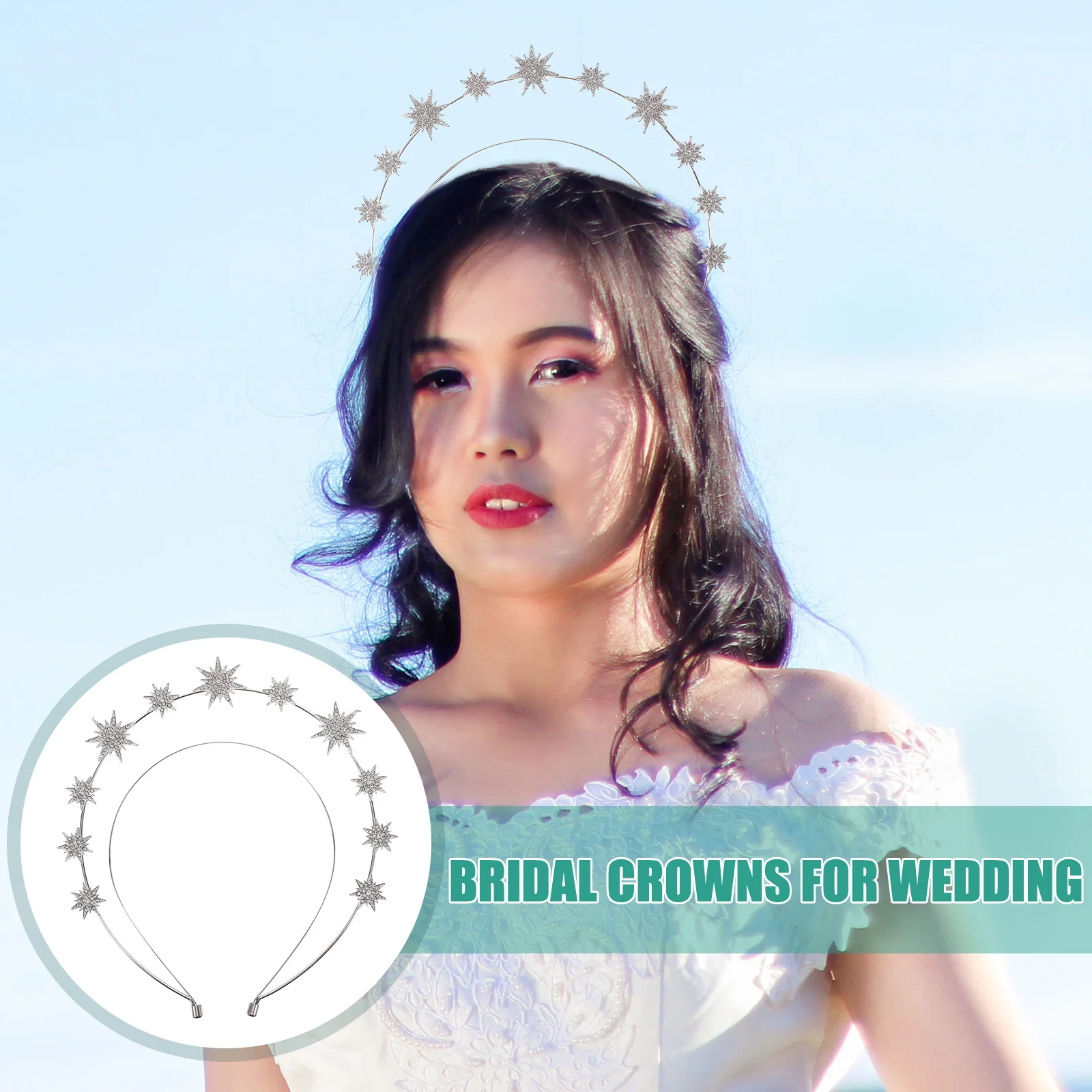 

Hexagram Star Headband For Women Bridal Wedding Crown Hair Accessories Goddess Headpiece Prom Party Decor Hair Styling Tool