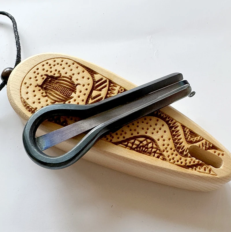 Russland Bukkalrohr Lila Stahl Mundschnur Tragbare professionelle Mundharmonika Traditionelle ethnische Holzblasinstrumente mit Box – Detail 15