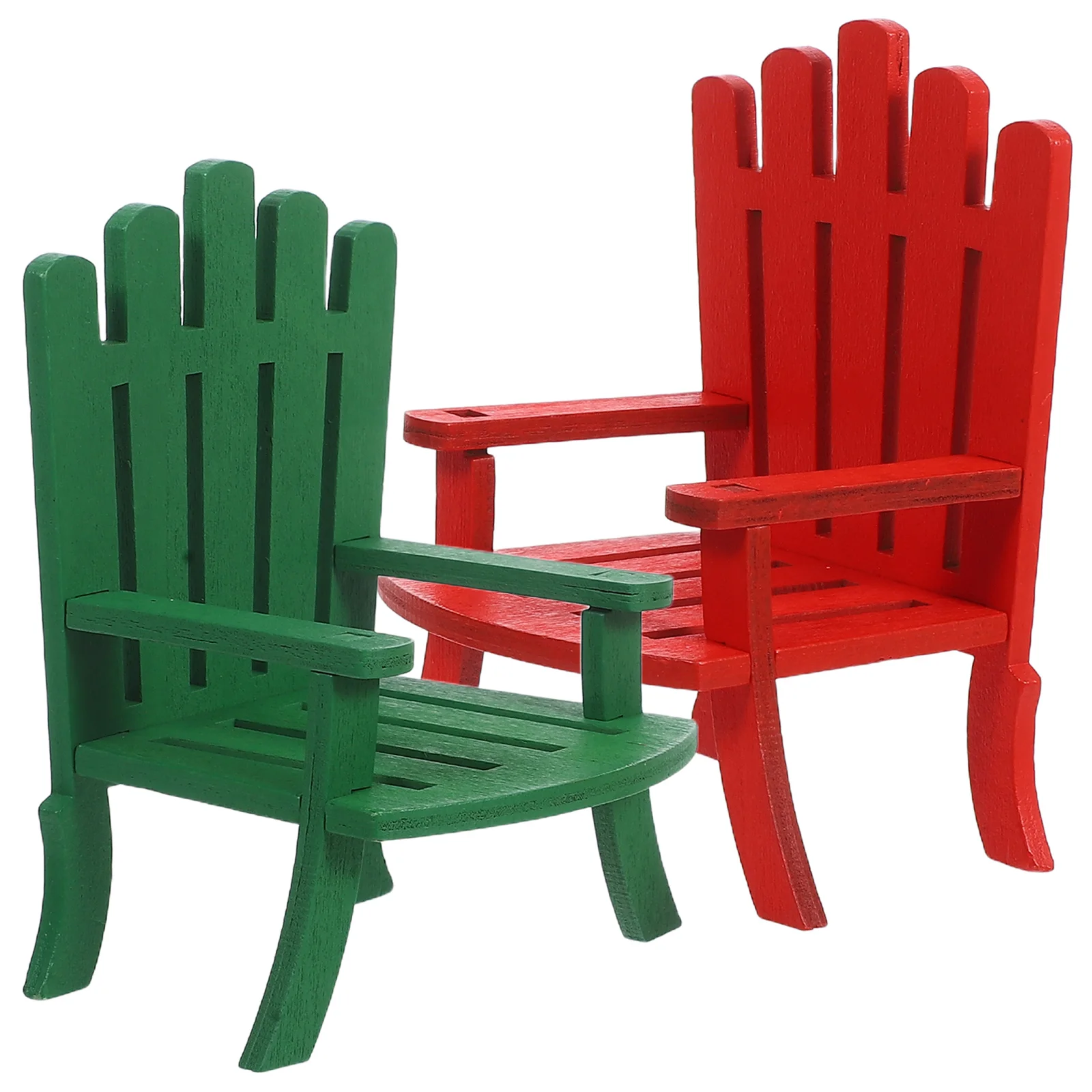

2 Pcs Miniature Wooden Beach Chair Chairs Dollhouse Accessories Kids Pretend Play Toy Ornament