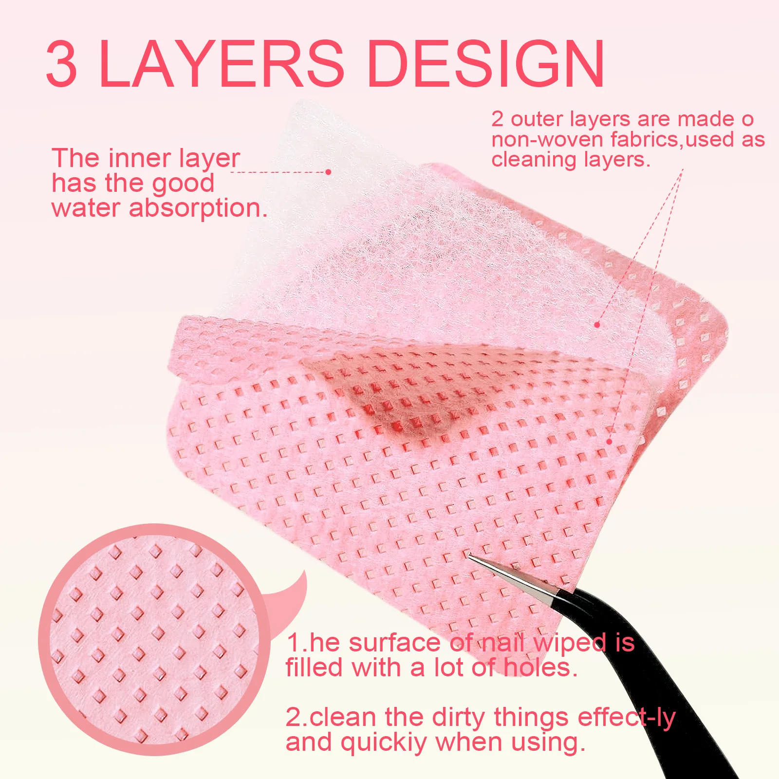 1080/200PCS 스퀘어/하트/나비/매화/보풀없는 천 네일 타월, 매니큐어 제거 패드 속눈썹 연장 습식 타월