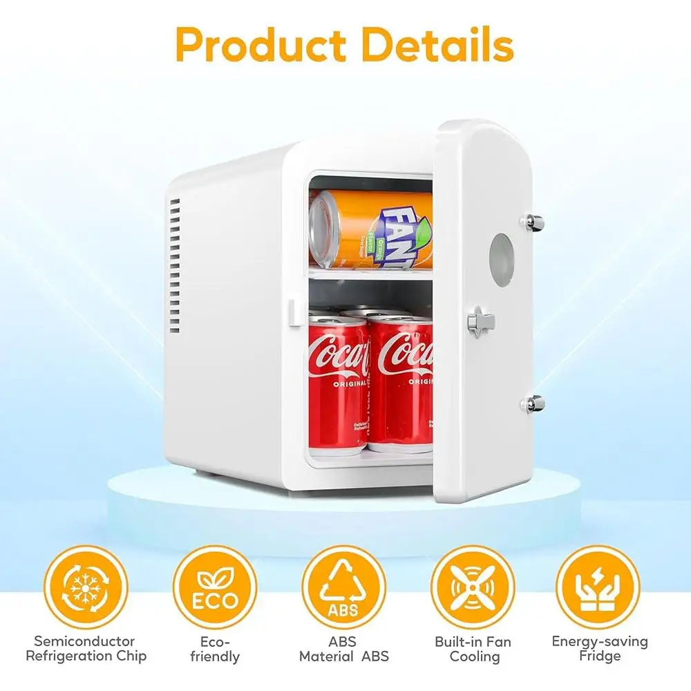 ثلاجة صغيرة محمولة 6 لتر 9 يمكن تبريد أكثر دفئا نافذة مراقبة الثلاجة المدمجة صديقة للبيئة متعددة الوظائف عملية هادئة
