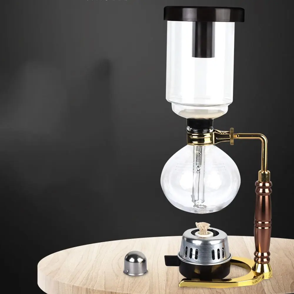 Vintage Filtered Siphon Coffee Maker Durable Glass 3/5 Cups Vacuum Coffee Brewer Borosilicate Glass Burner Coffee Pot Friends