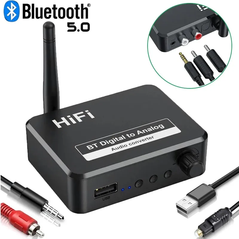 

2 in1 DAC Bluetooth 5.0 Audio Receiver Digital to Analog Converter 3.5mm AUX RCA For Blkview BV5900,BV9100,BV9500 BV9600 Plus