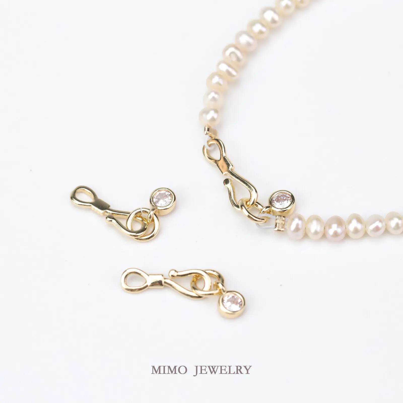 Gold Plated Copper Round Zircon Figure-8 Hook Buckle Fastener Clasp DIY Jewelry Making Accessories Buckle For Necklace Bracelet