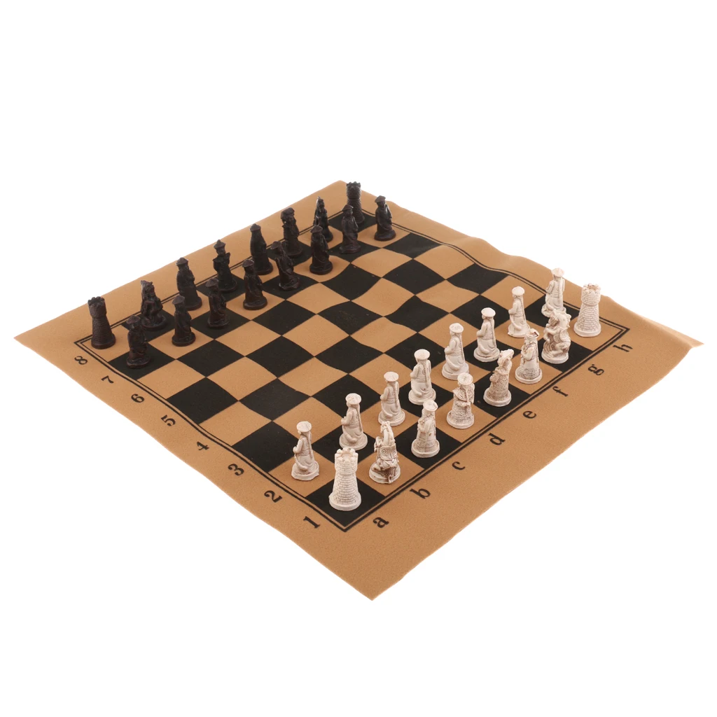 Thematic Antique Chinese Chess Set Resin Soldiers Chess Pieces Vintage Checkerboard Collectible for Family Game Night