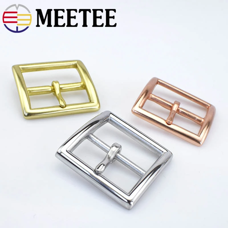 Meetee 40/45mm Pure Copper Belt Buckle Stainless Steel Metal Belts Buckles Head Needle Pants DIY Jeans Waistband Accessories