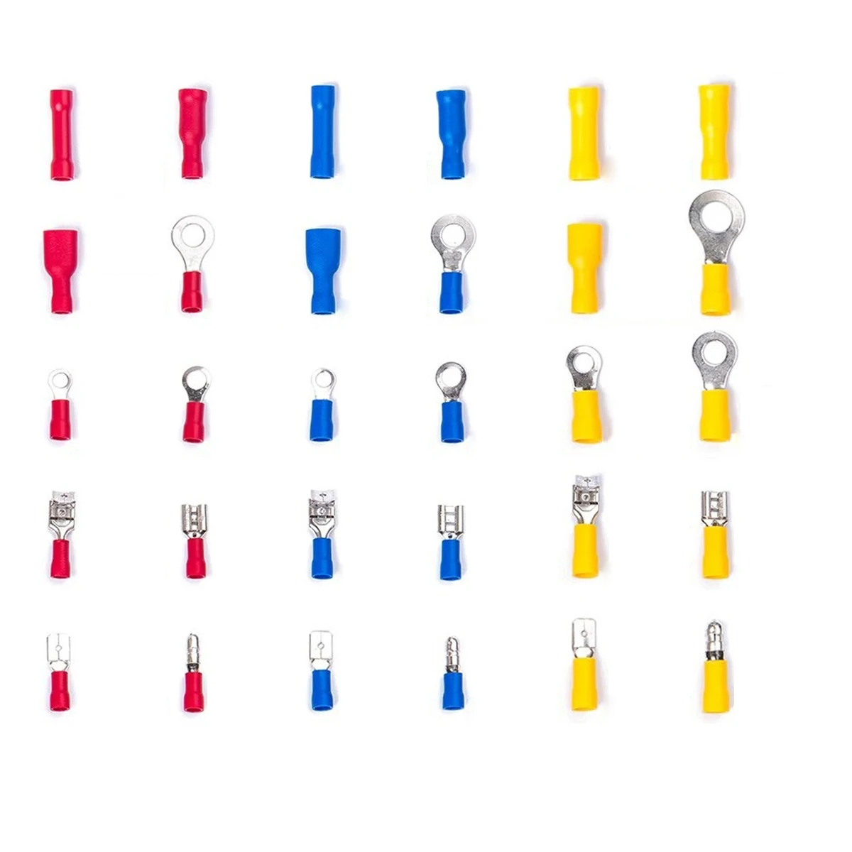 

480pcs Wire Terminals Crimp Connectors Ring Spade Butt Splice Set Copper Barrel Automotive Wiring Home Use 3 Colors