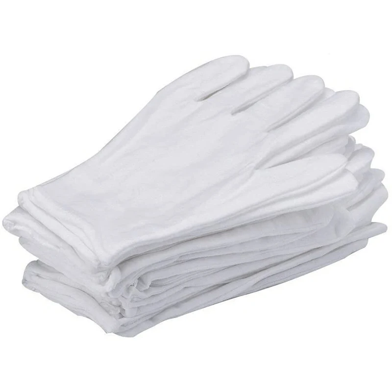 24 Pairs White Cotton Gloves, Thicker And Resuable Works Glove 9.4 Inches For Coin Jewelry Silver Inspection - Large