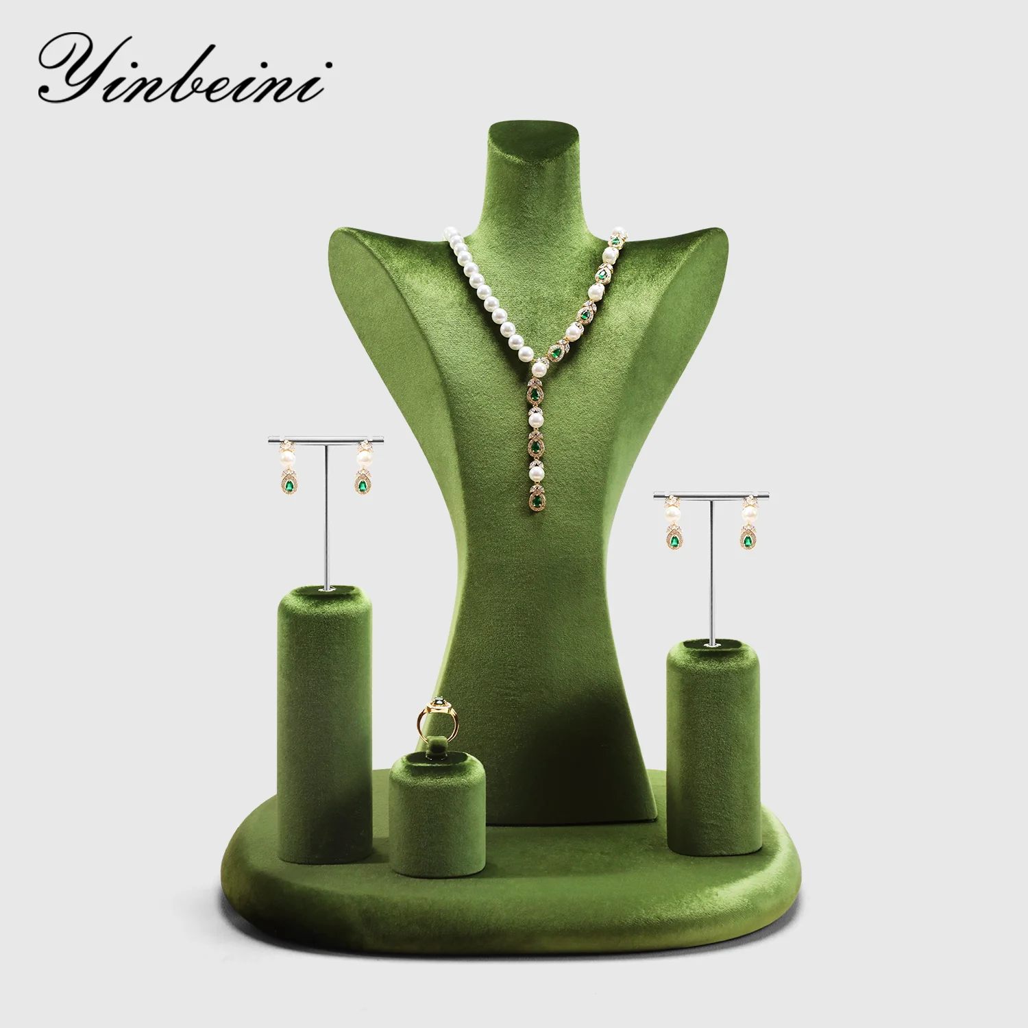 Yinbeini Velvet Jewelry Display Stand Ring Earrings Storage Organizer Jewelry Accessories Rack Window Showcase Props TB050