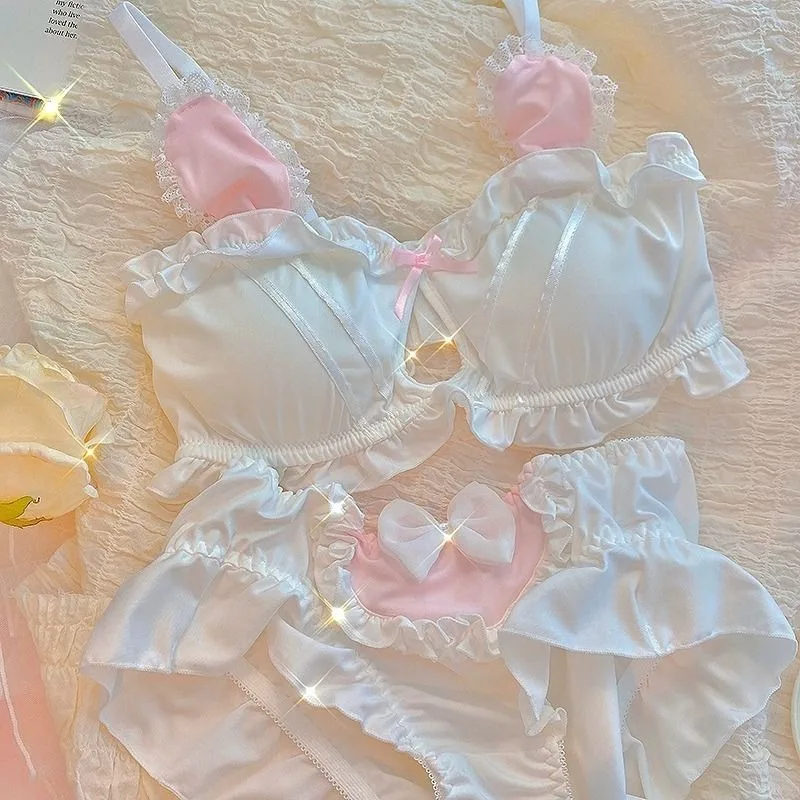 Set reggiseno da donna Lolita Seni piccoli che raccolgono Braand Slip Regolabile Raccolta vice Seni Senza anello in acciaio Set intimo