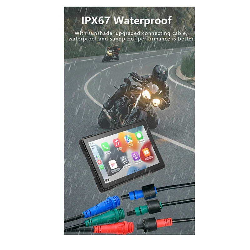 1080P Waterproof Wireless 5 Inch Motorcycle DVR Dash Cam Carplay Android-Auto With Wifi And Tire Pressure Detection PND