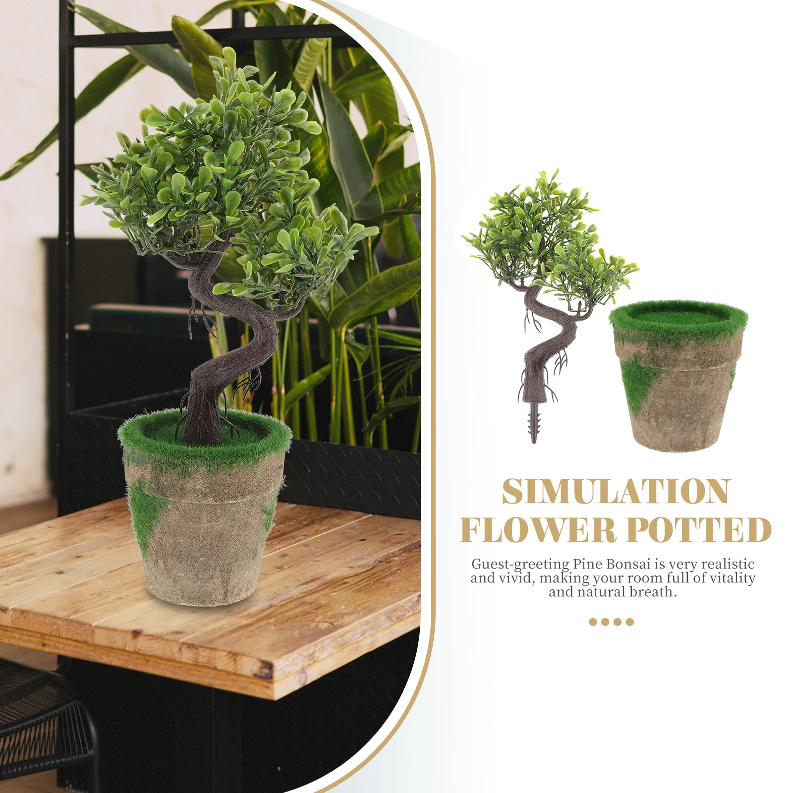 

Realistic Fake Guest-Greeting Pine Bonsai Artificial Simulation Plant Portable Home Office Decor Simulation Bonsai Ornament