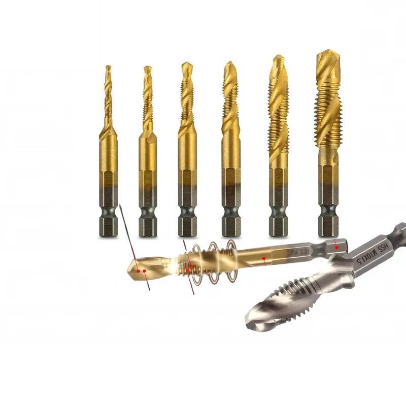1 مجموعة M3-M10 HSS برغي صنبور لولبي مثقاب الخشب التيتانيوم المغلفة عرافة عرقوب المعادن الخشب الحفر التنصت مجمع الصنابير طقم أدوات يدوية #1