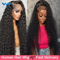 Perruque Lace Front Wig Deep Wave Remy Brésilienne Naturelle, Cheveux Bouclés, 13x6, 13x4, 30 Pouces, 100% Cheveux Humains