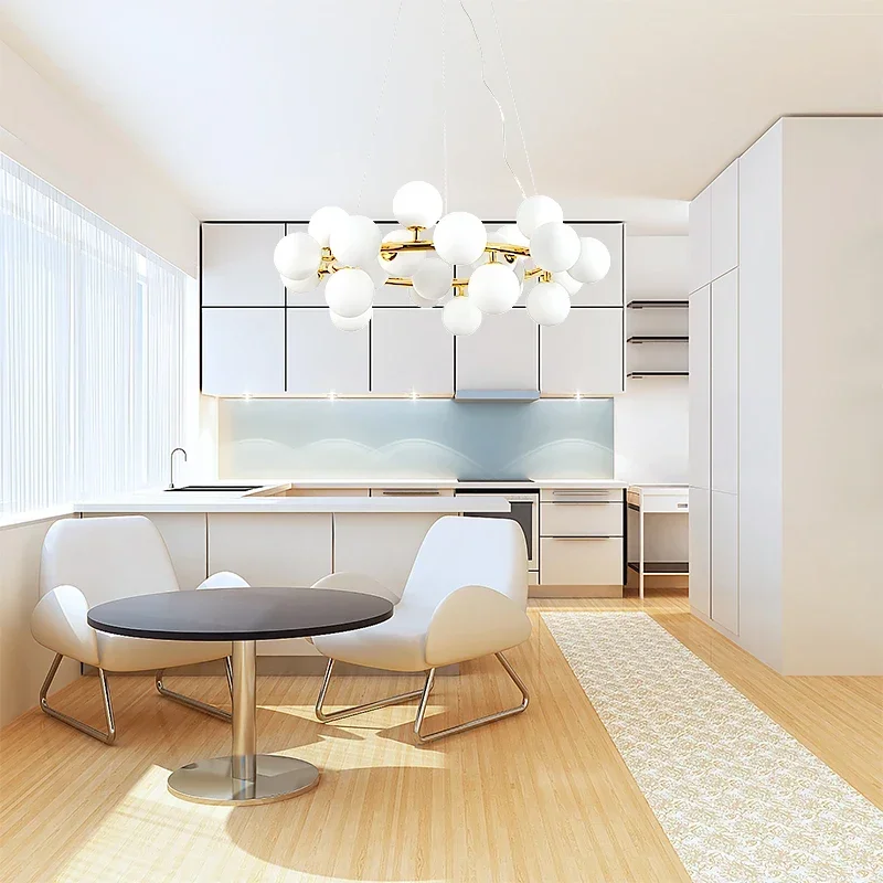 

SANDYHA Nordic Magic Beans Glass Ball LED Pendant Light Hanging Chandelier for Dining Living Room Bedroom Home Decoration